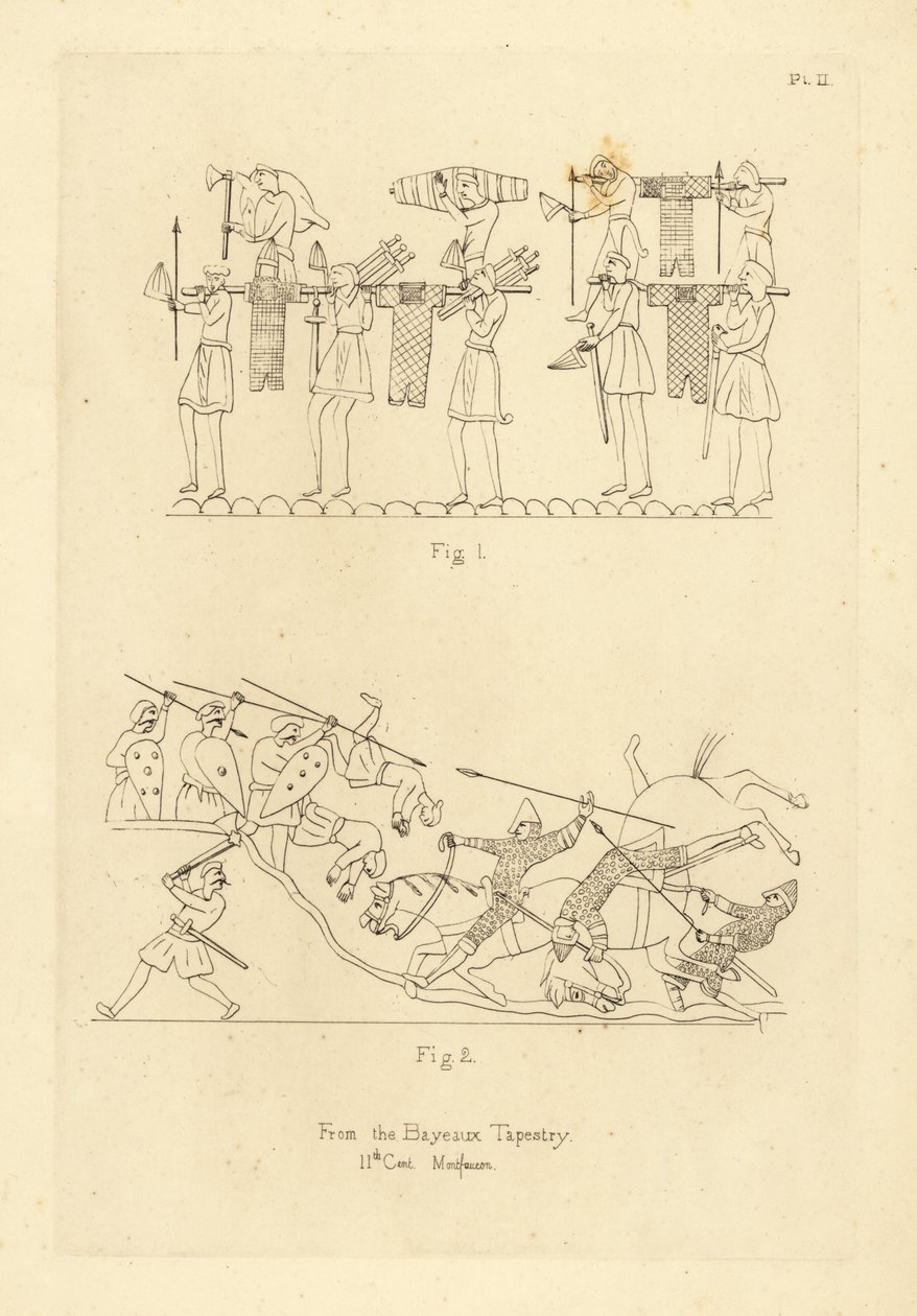 Saxon and Norman military costume from the Bayeux Tapestry by Unbekannt