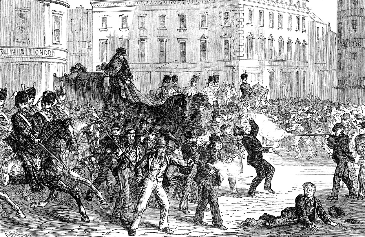 Scene at a Belfast riot late 19th century by Unbekannt