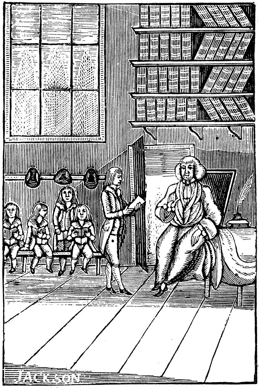 Schoolmaster and his pupils, 18th century by Unbekannt