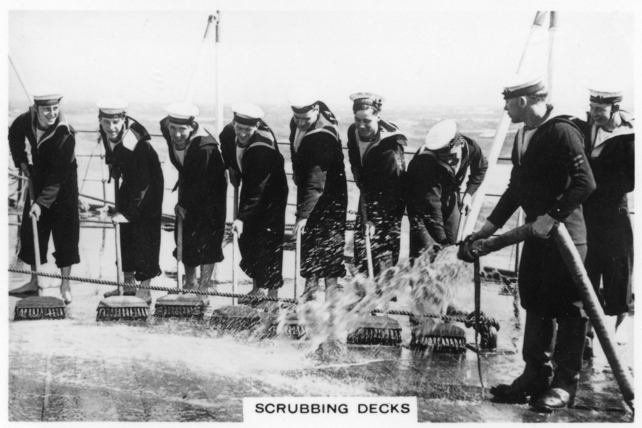 Scrubbing the Deck on Board HMS Nelson by Unbekannt