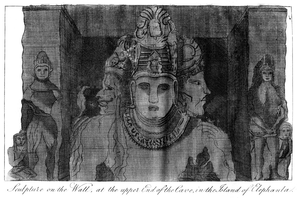 Sculpture on the Wall at the Upper End of the Cave, Island of Elephanta, India, 1799 by Unbekannt