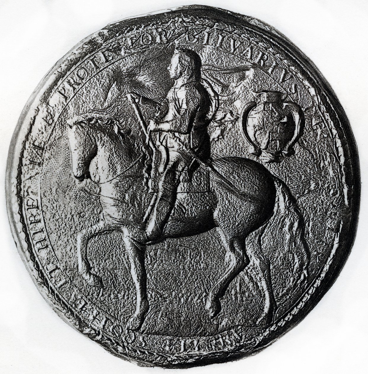 Seal of the Protectorate with Oliver Cromwell on horseback, 17th century, 1899 by Unbekannt