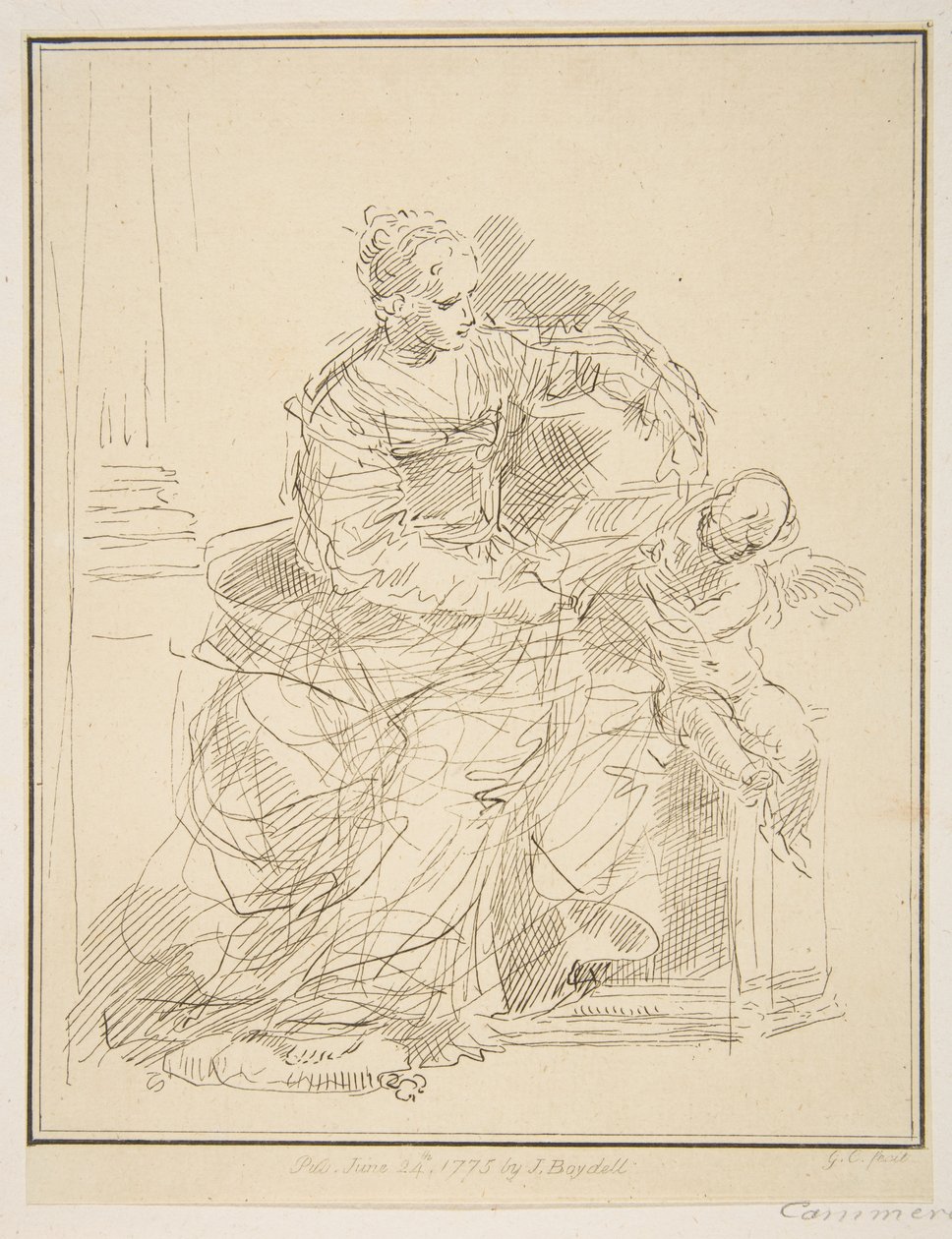 Seated woman with a putto, 1775 by Unbekannt