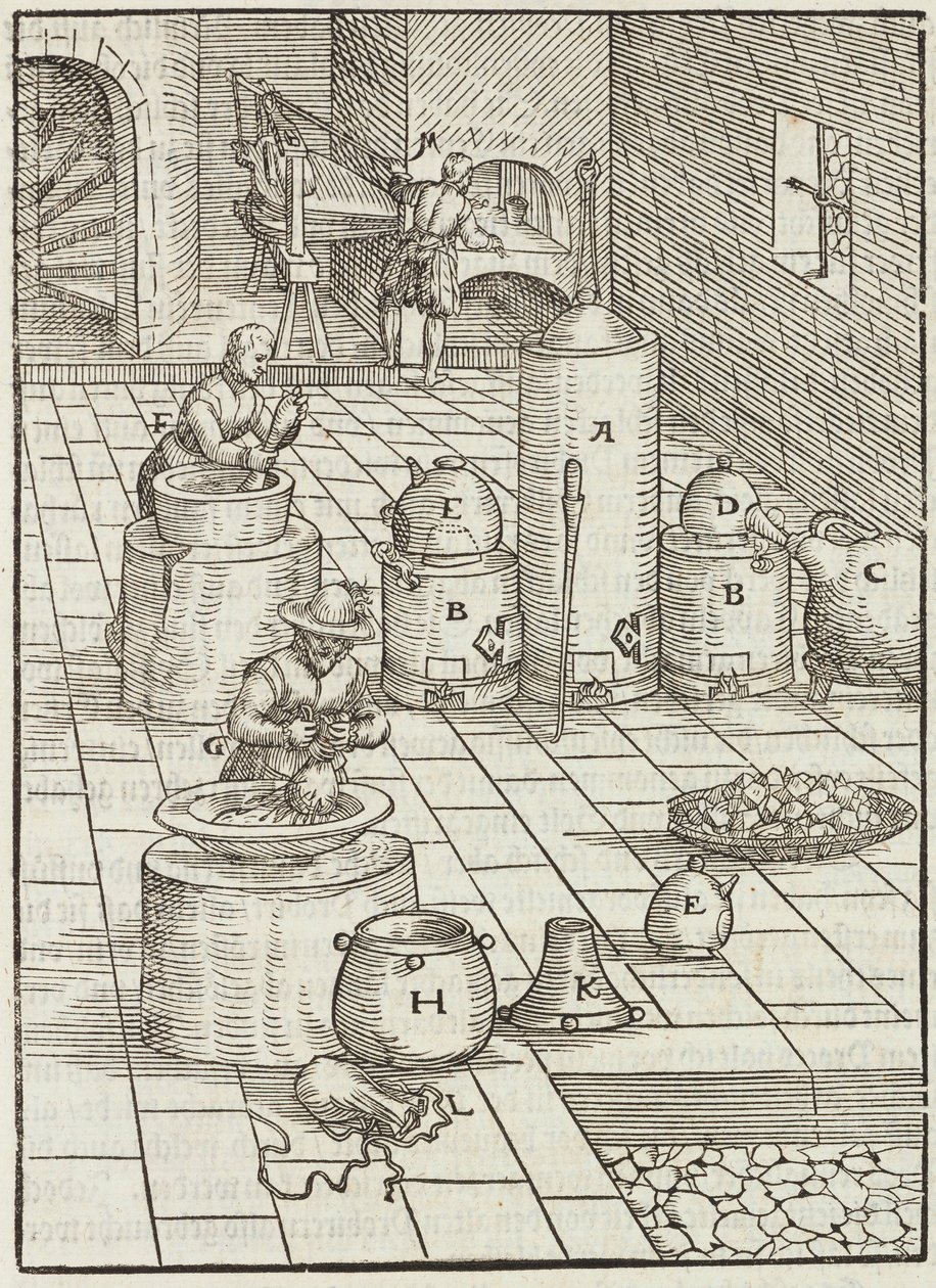 Separation of Gold and Mercury Ores - Engraving from Description of Ores and Principal Mining Methods, by Lazarus Ecker by Unbekannt