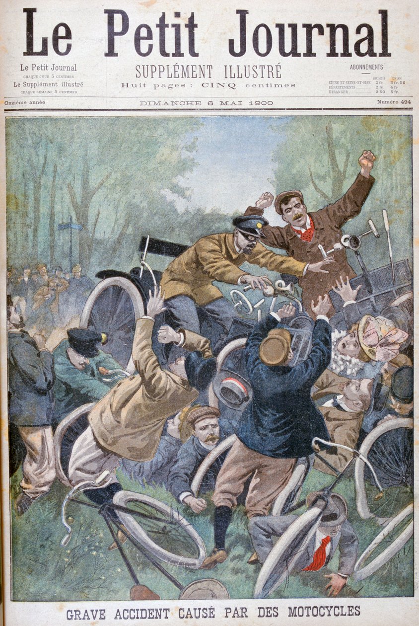 Serious Accident Caused by Bicycles, Paris by Unbekannt