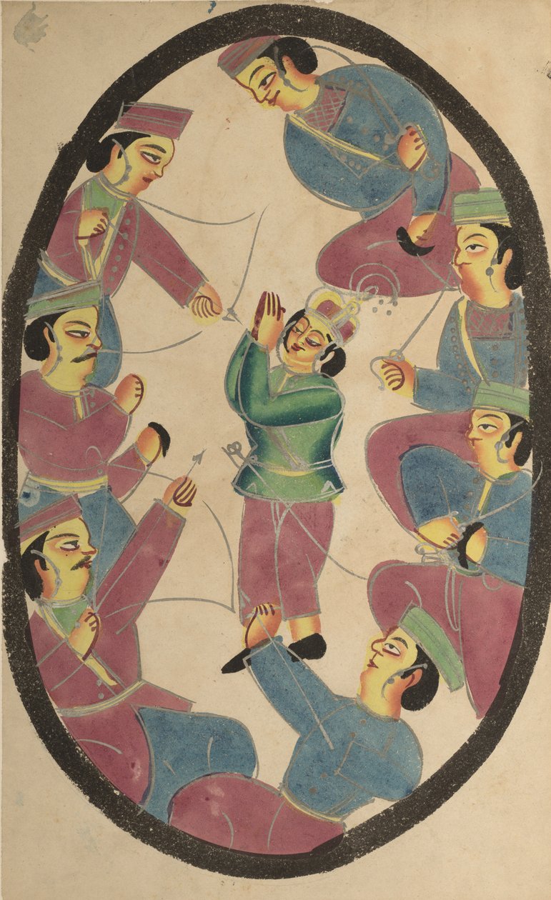 Seven Heroes or Warriors Killing Abhimanya, Son of Arjuna by Unbekannt