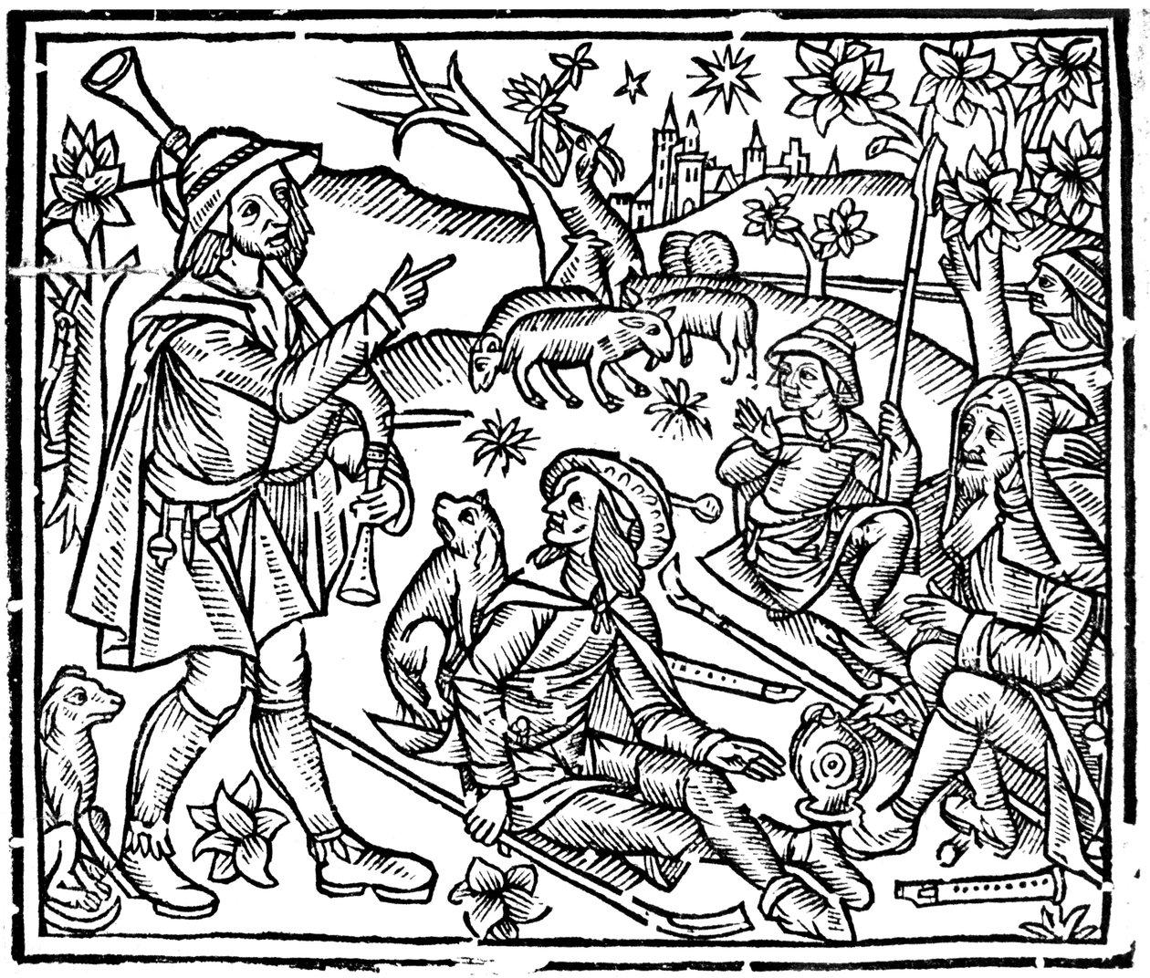 Shepherds with their flocks and dogs by Unbekannt