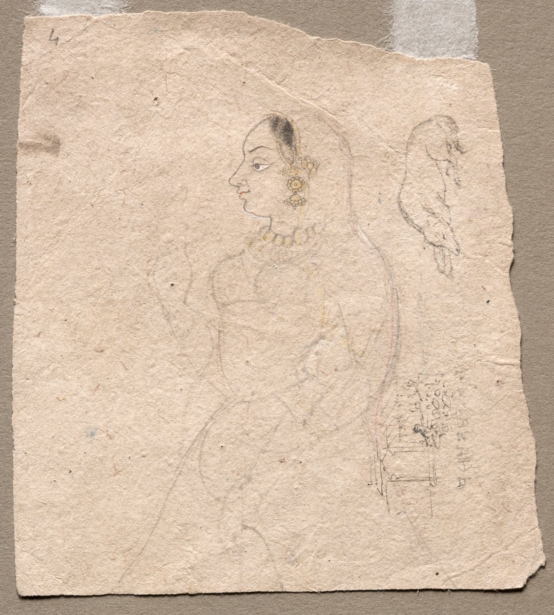 Sketch of a Woman with an elephant and other animals on reverse by Unbekannt