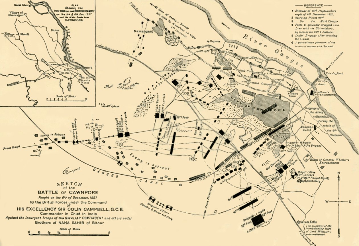 Sketch of the Battle of Cawnpore by Unbekannt