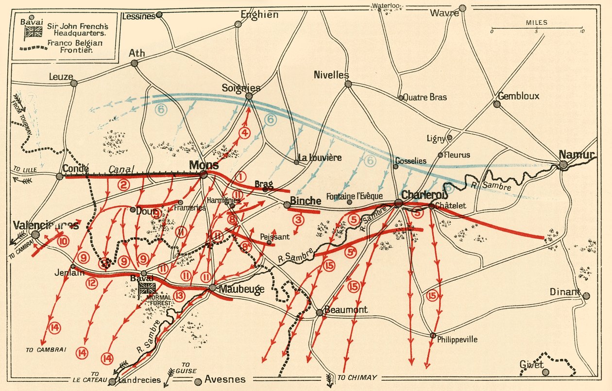 Sketch of the Chief Operations Near Mons and Charleroi by Unbekannt