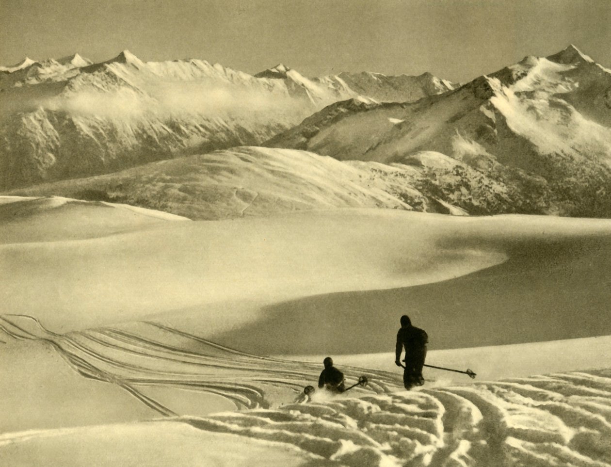 Skiing on the Gerlos Plateau, Austria, c1935 by Unbekannt