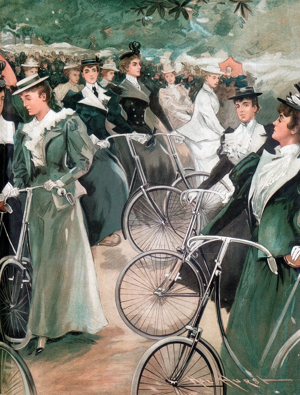 Society Ladies Cycling in Hyde Park, London by Unbekannt