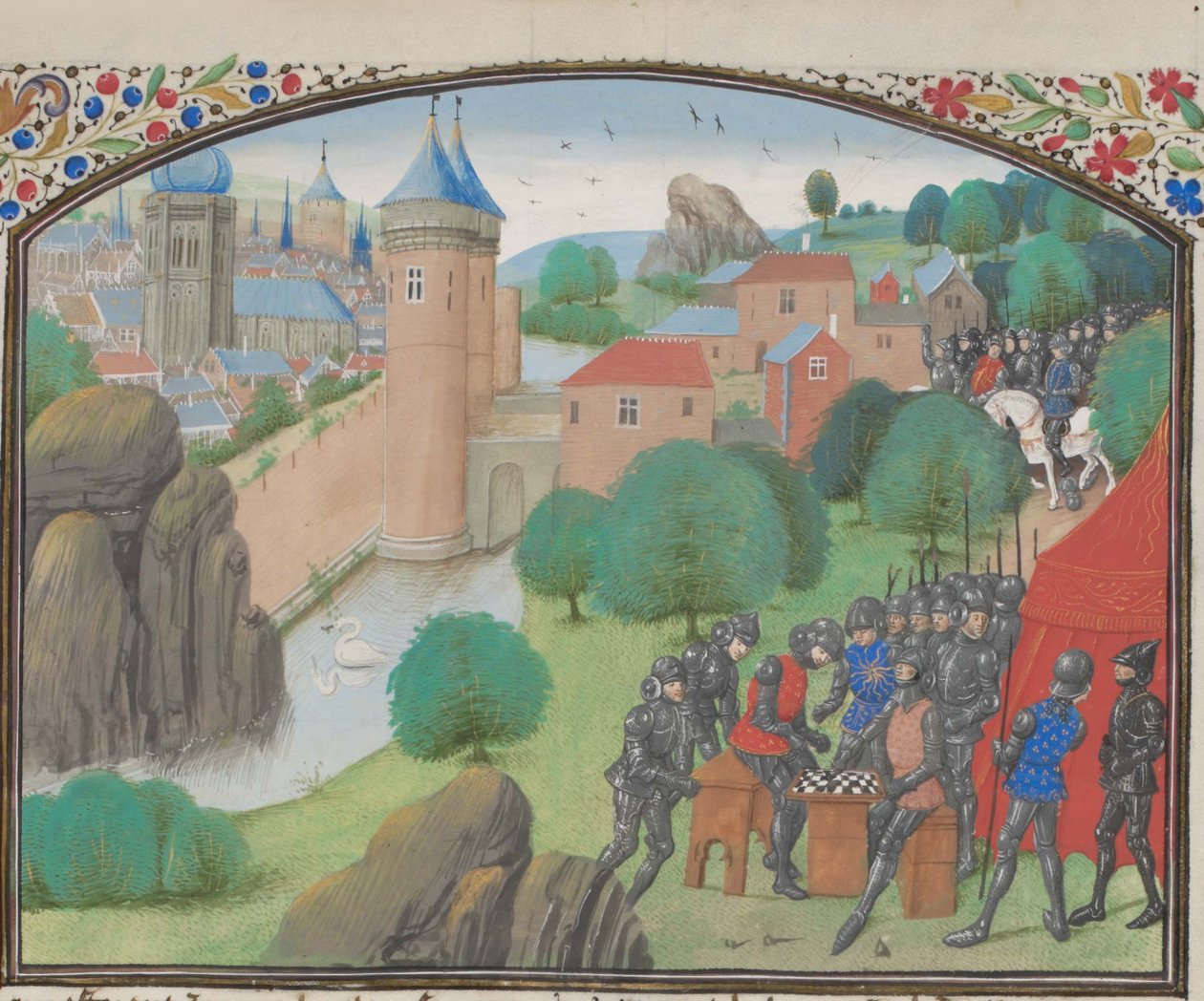Soldiers Playing Dice Before the City of Caesarea. Miniature from the Historia by William of Tyre by Unbekannt