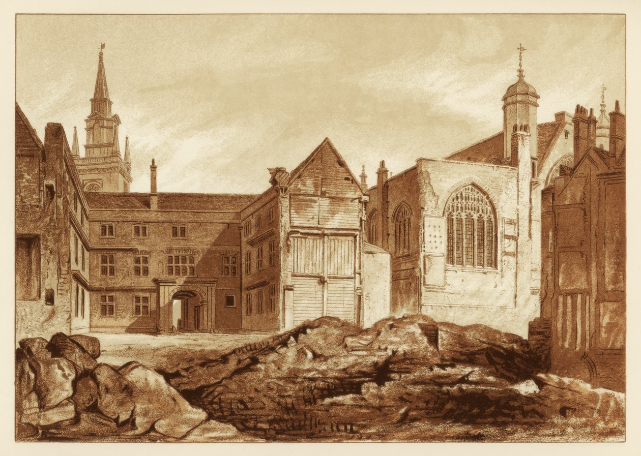 South-East View of Guildhall Chapel and Blackwell Hall, City of London