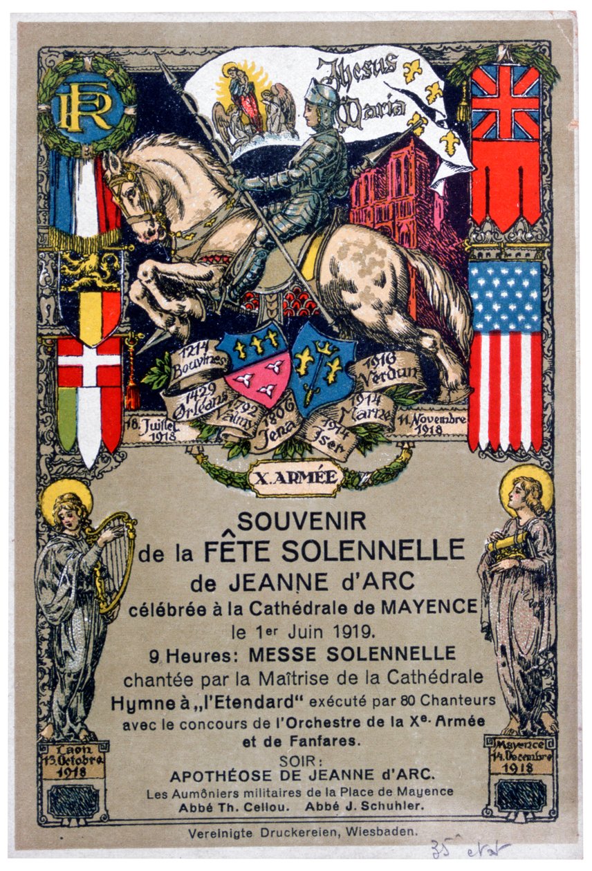 Souvenir of a Festival to Honour Joan of Arc, Staged at Mainz Cathedral, Germany, 1919 by Unbekannt