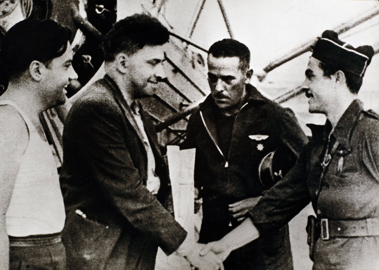 Spanish Civil War: Ilia Grigorievich Ehrenburg on his arrival at Barcelona airport by Unbekannt