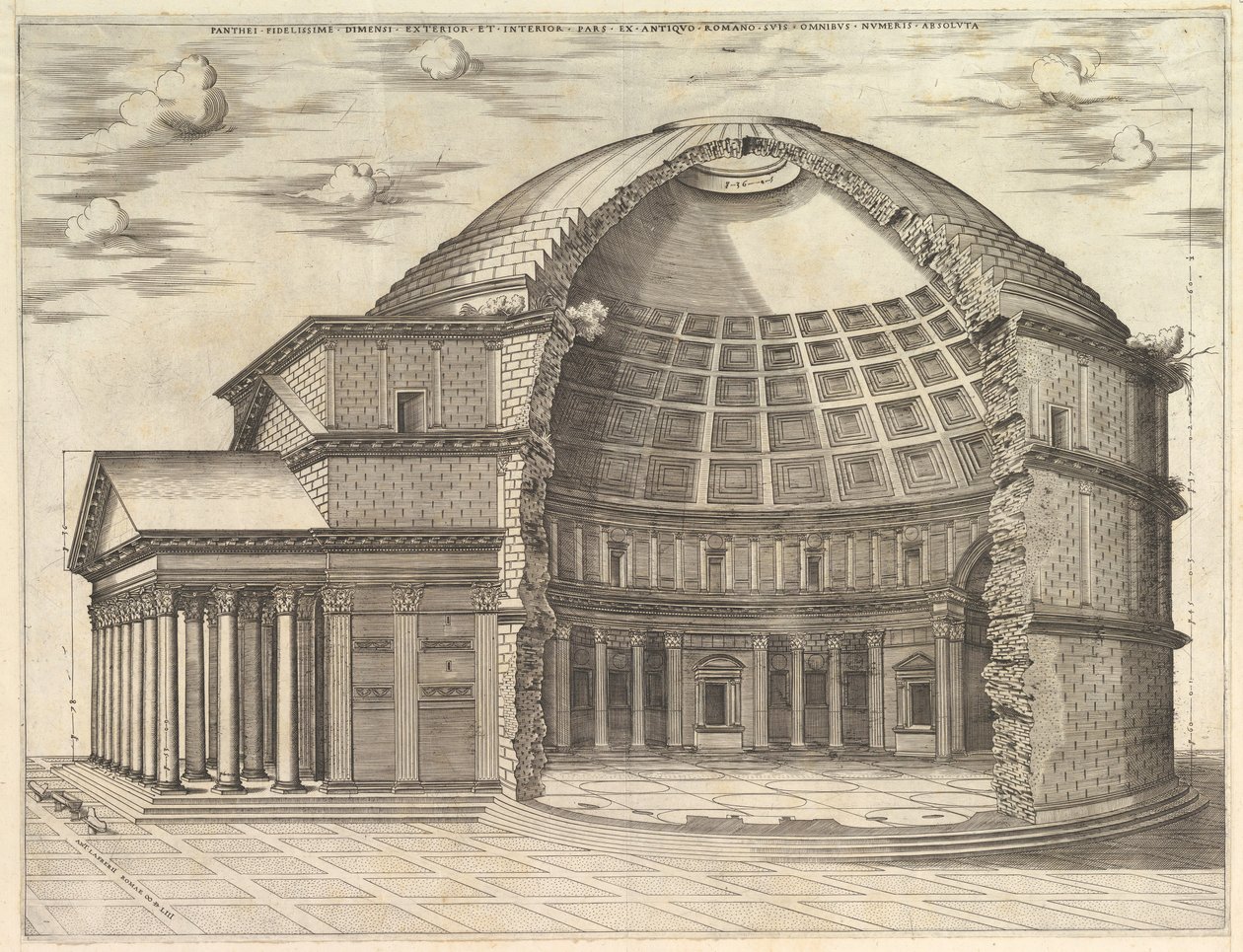Speculum Romanae Magnificentiae: The Pantheon, broken away to show the interior by Unbekannt