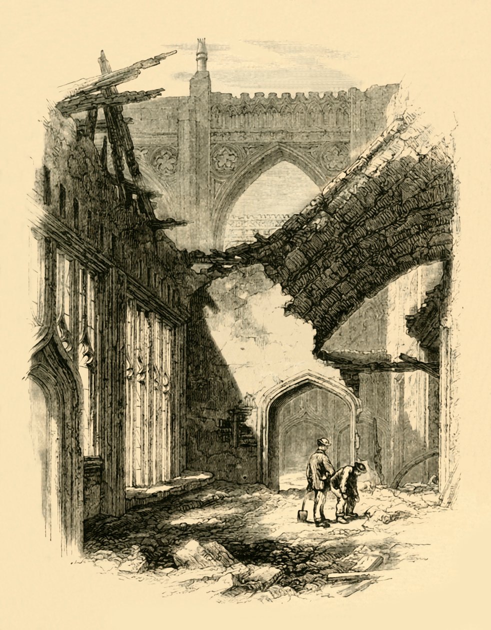 St. Stephens Chapel - Interior after the Fire, 1881 by Unbekannt