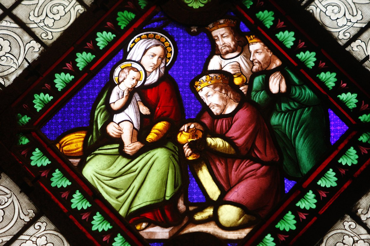 Stained Glass in Ainay Basilica: Magi, Lyon, France by Unbekannt