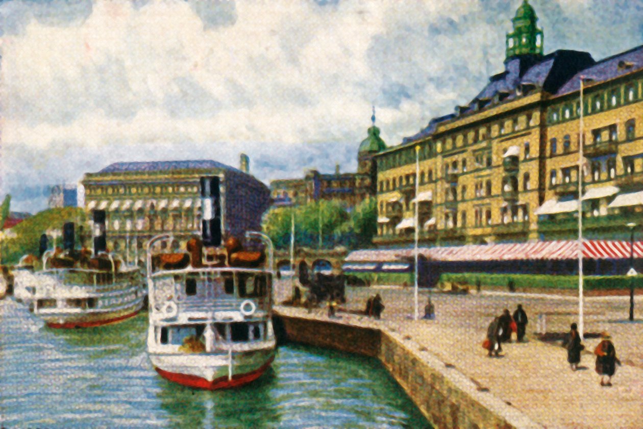 Steamboat at the quay by the Grand Hotel, Stockholm, c1928 by Unbekannt