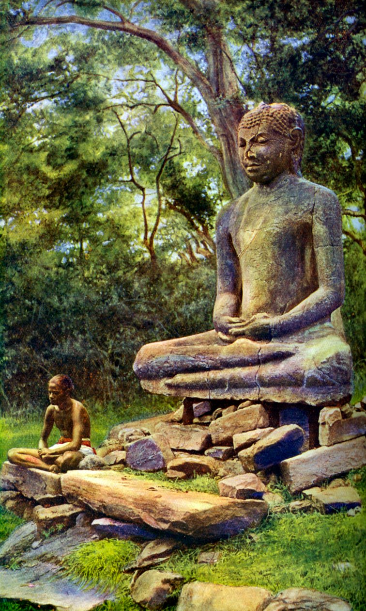 Stone Buddha, a relic of the past glory of Anuradhapura, Ceylon by Unbekannt
