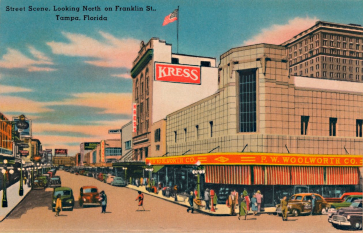 Street Scene, Looking North on Franklin St., Tampa, Florida, c1940s by Unbekannt