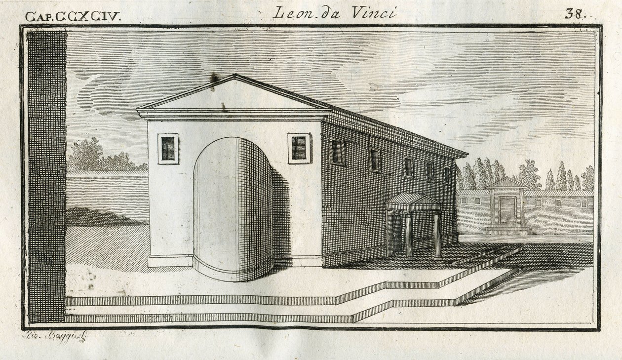 Studies on the overlapping of buildings. Engraving from Treatise on Painting by Leonardo da Vinci by Unbekannt