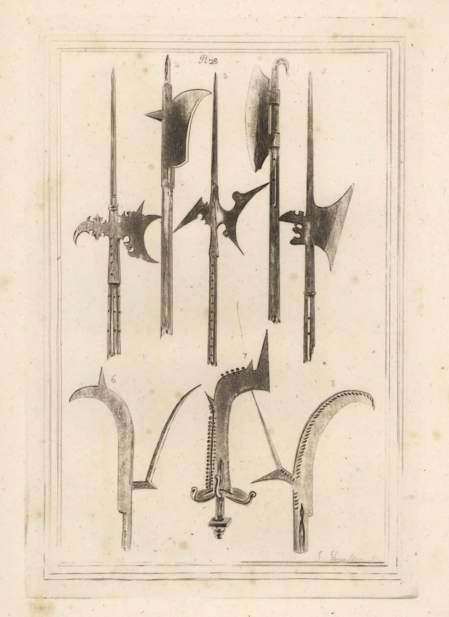 Sword Blade Halberd, Brown Bill, Lochaber-axe, Ancient Bill, Hand Bill with Small Bells, and Bill Found at Battlefield, Shrewsbury by Unbekannt