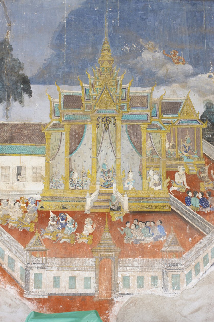 Silver Pagoda: This Mural Depicts Scenes from the Reamker, Phnom Penh, Cambodia by Unbekannt