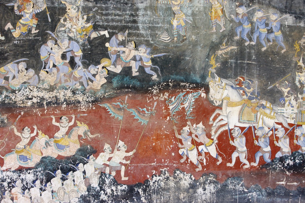 Silver Pagoda: This Mural Depicts Scenes from the Reamker, Phnom Penh, Cambodia by Unbekannt