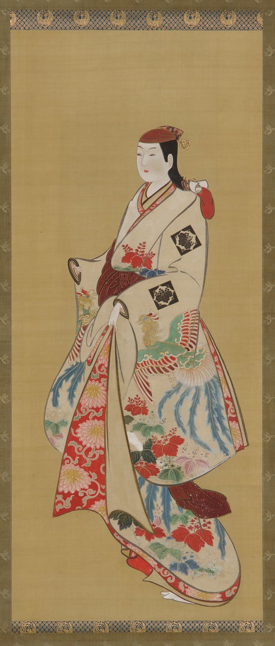Tall Girl, Dress Patterned with Ho-o Bird and Kiri Flowers by Unbekannt
