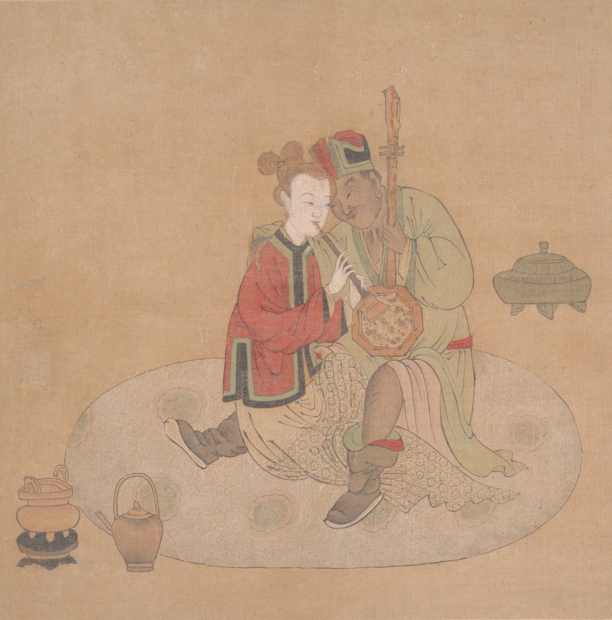 Tartar Officer with Blond Lady Playing Musical Instruments by Unbekannt