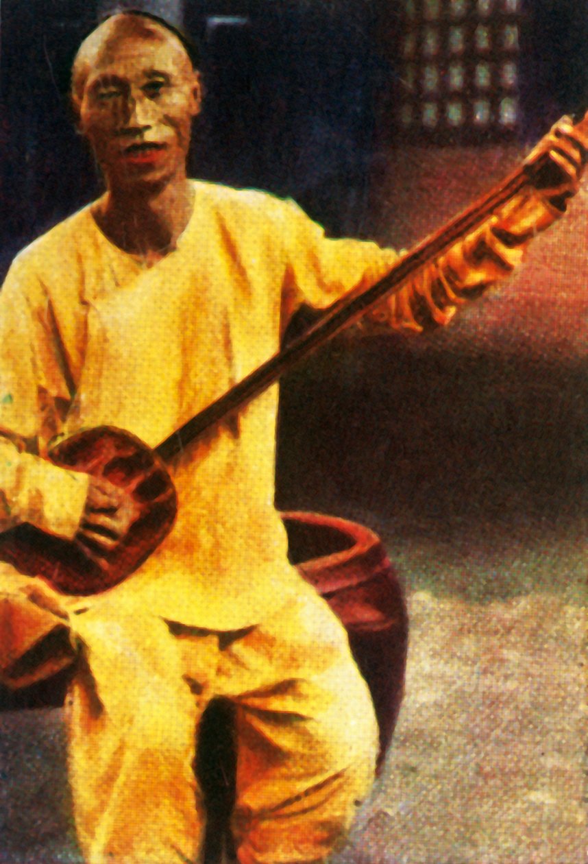 Teahouse musician, China by Unbekannt