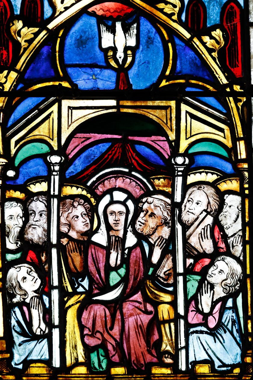 Temple Saint-Etienne Calvinist church, Stained glass window, The Assumption of Mary into Heaven, Strasbourg, France by Unbekannt