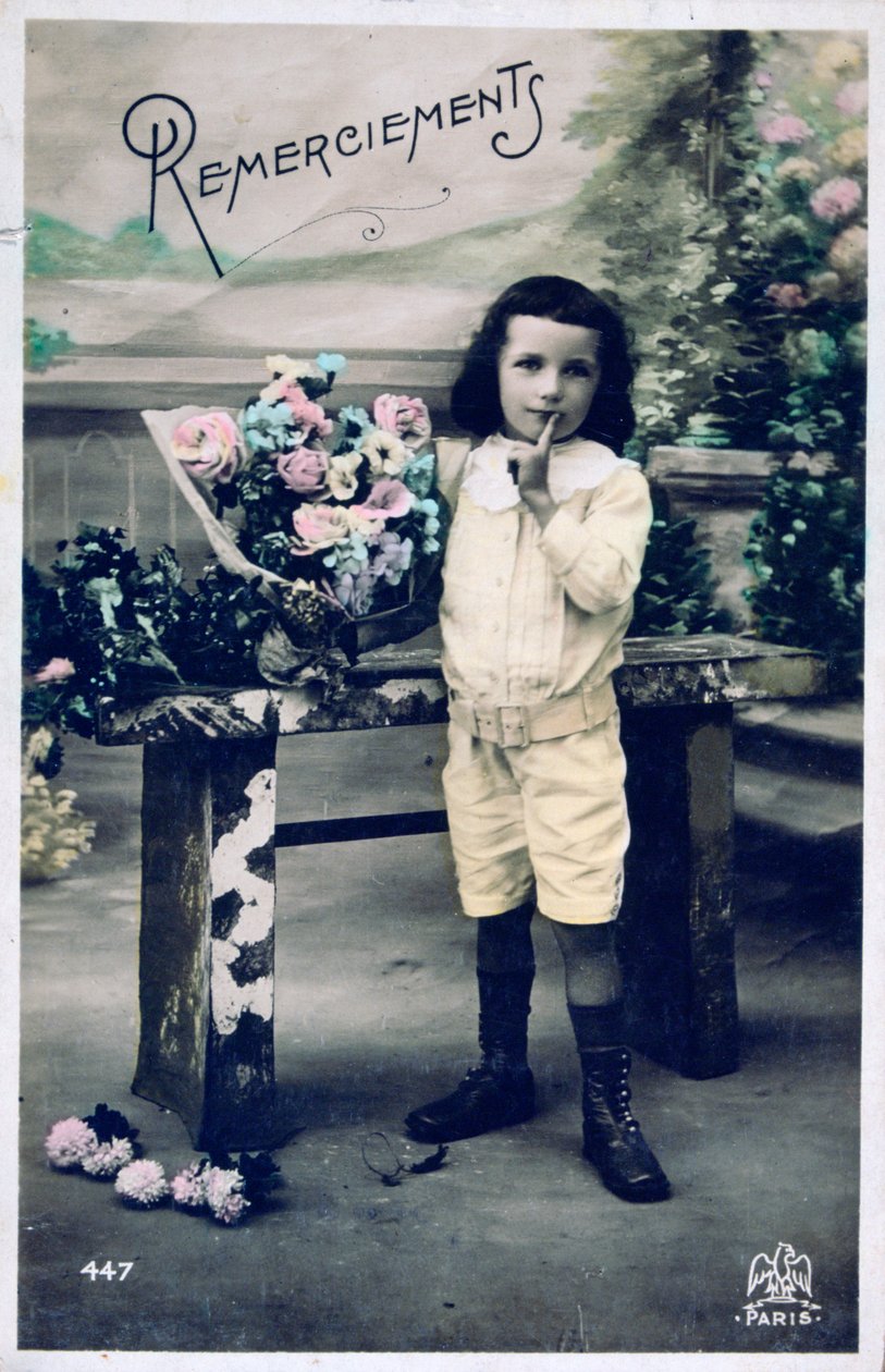 Thanks, Vintage French Postcard by Unbekannt