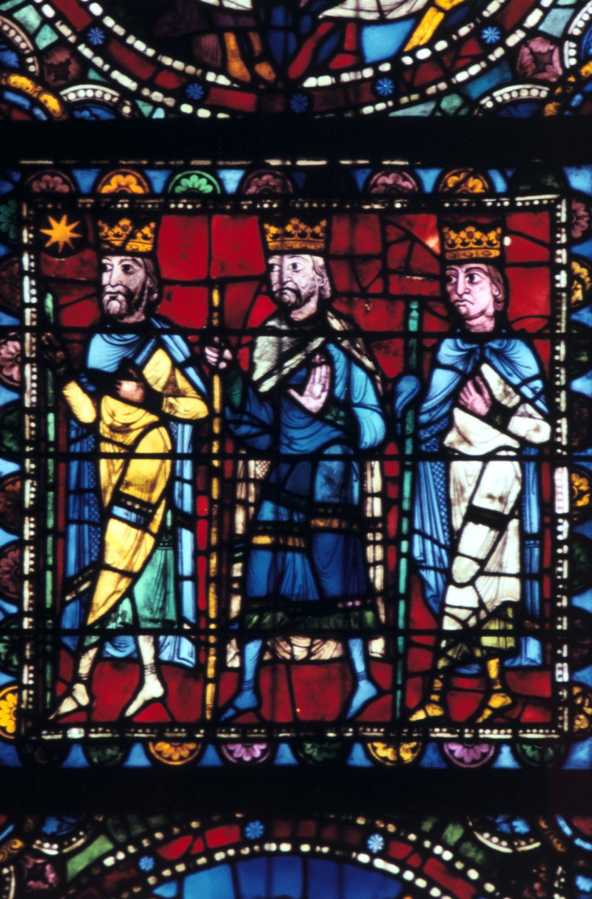 The Adoration of the Magi, stained glass, Chartres Cathedral France by Unbekannt