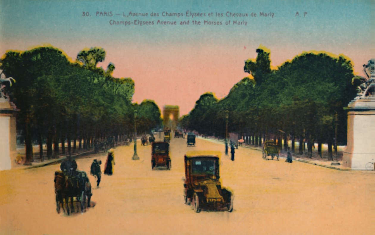 The Avenue des Champs-Elysées and the Marly Horses, Paris, c1920 by Unbekannt