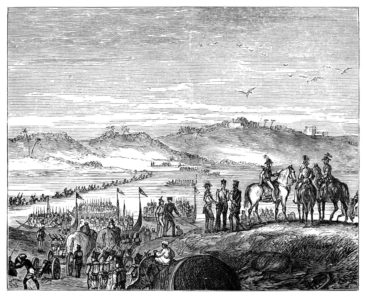 The British Army Crossing the Sutlej River, India by Unbekannt