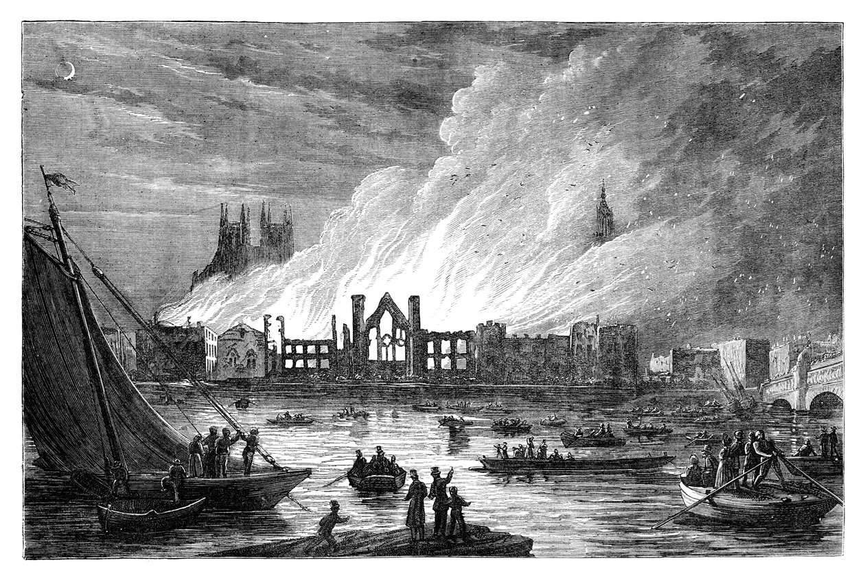 The Burning of the Houses of Parliament, London by Unbekannt