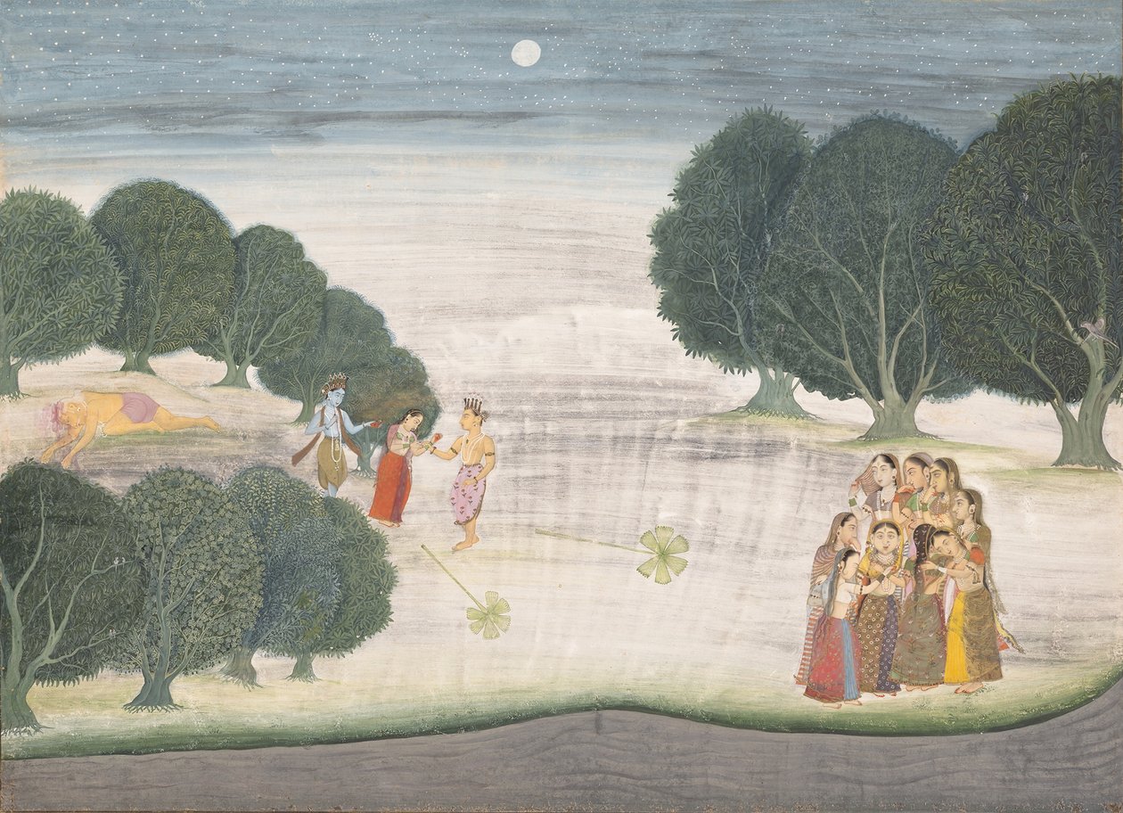 The Death of the Giant Shankachura: Page from a Dispersed Bhagavata Purana, 1680-90 by Unbekannt