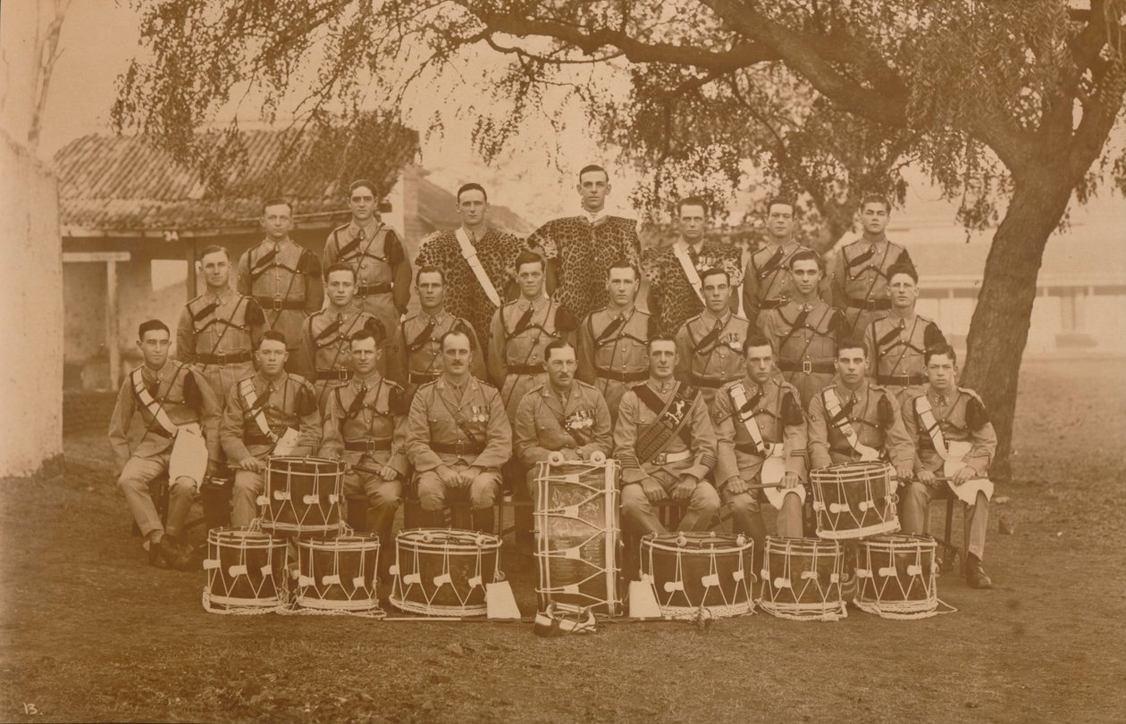 The Drums and Bugles of the First Battalion, The Queens Own Royal West Kent Regiment, Poona, India by Unbekannt