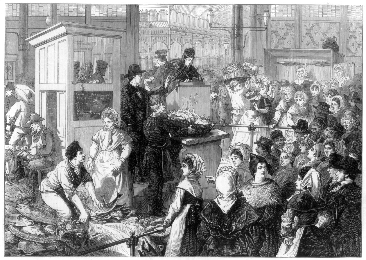 The Fish Market, the Lenten season in Paris, 1875 by Unbekannt