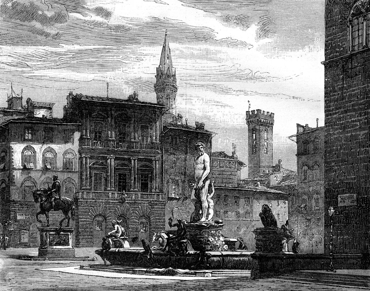 The Fountain of Neptune, Piazza della Signoria, Florence, Italy by Unbekannt
