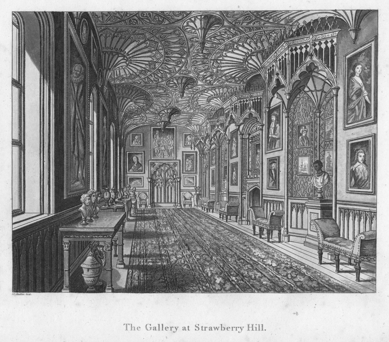 The Gallery at Strawberry Hill, c. 1792 by Unbekannt