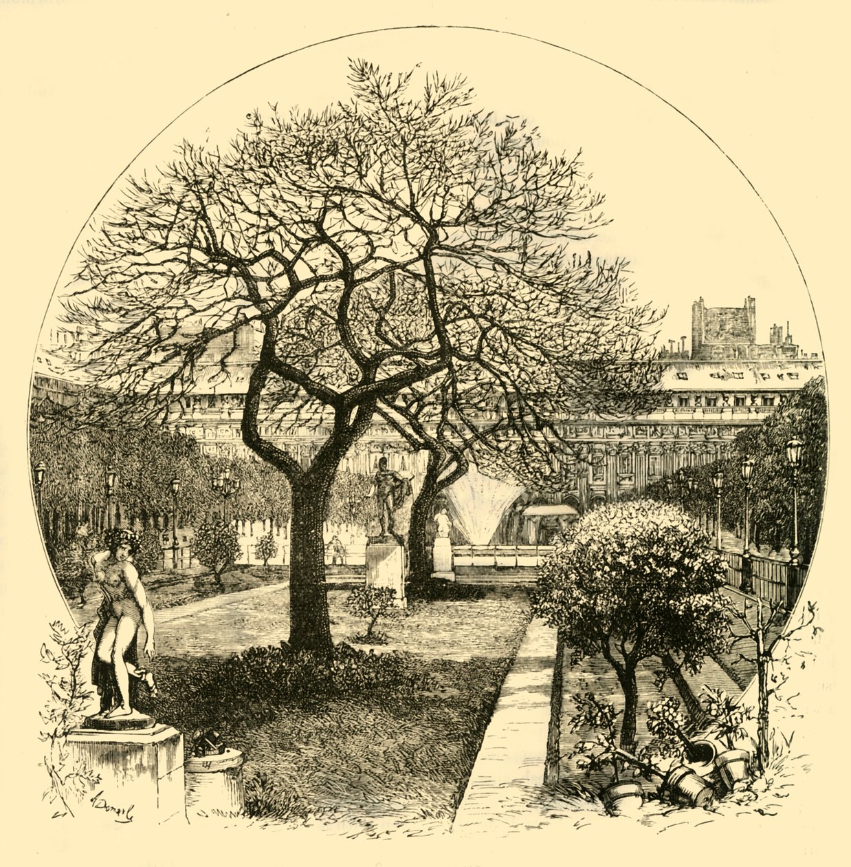 The Gardens of the Palais Royal, Paris by Unbekannt