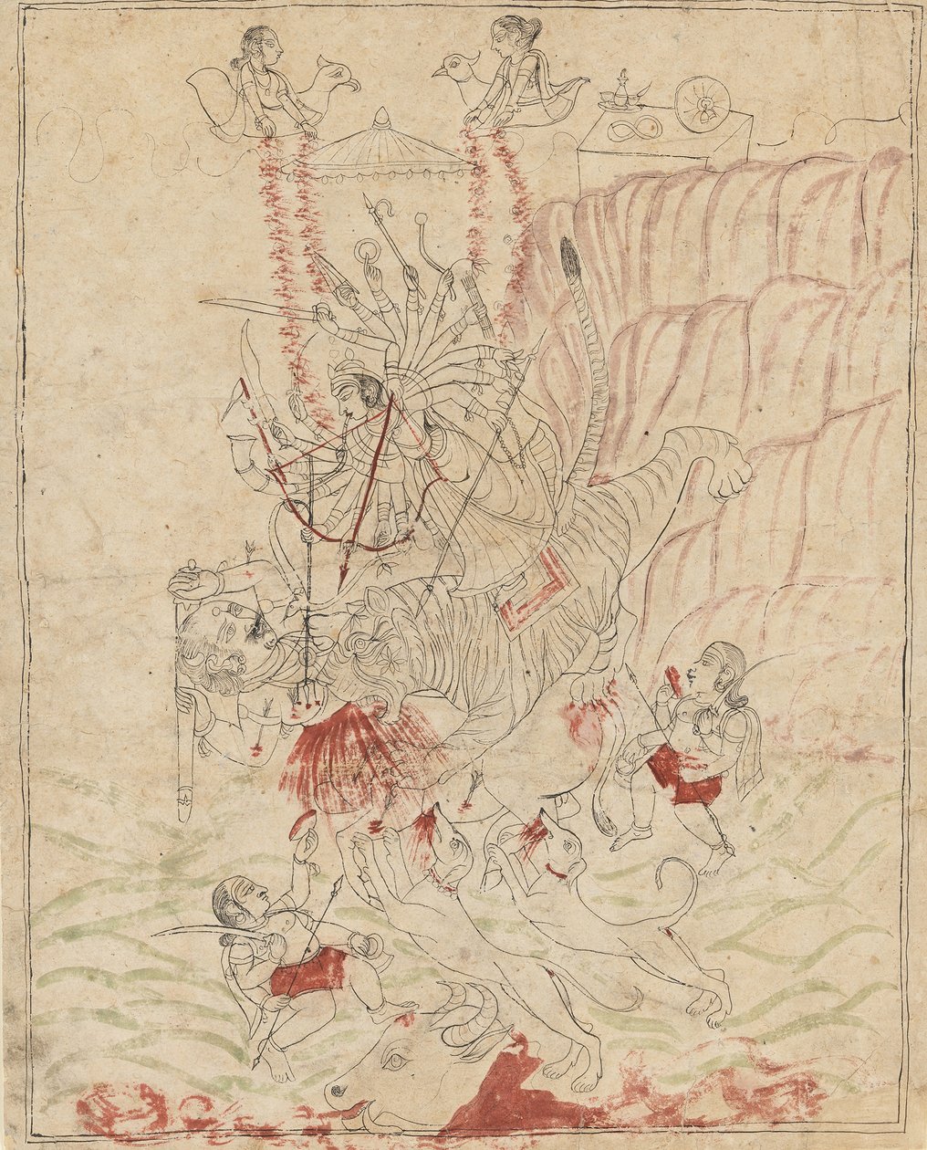 The Goddess Durga Killing the Buffalo Demon, Mahisha Mahishasura Mardini by Unbekannt