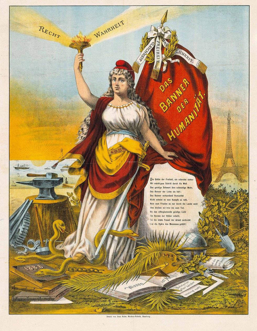 The Goddess of Liberty with hammer and anvil by Unbekannt