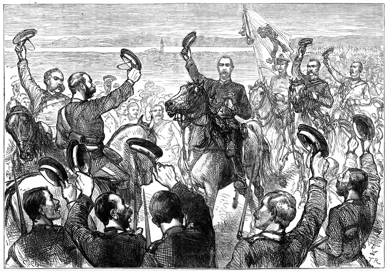 The Grand Duke Nicholas announcing the treaty of peace, San Stefano, Turkey, 19th century by Unbekannt