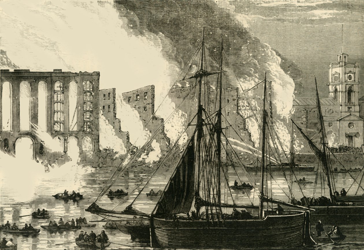 The Great Fire at Cottons Wharf, Tooley Street, 1861 by Unbekannt