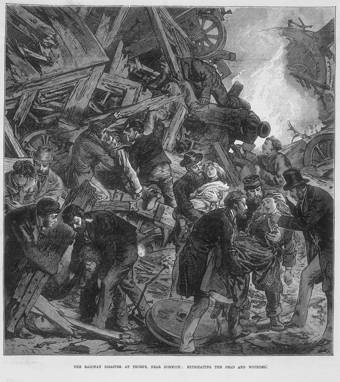 The Great Western Railway Disaster at Thorpe Near Norwich (10 September 1874) by Unbekannt